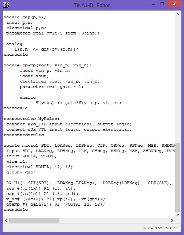 Verilog AMS code of the DAC model.