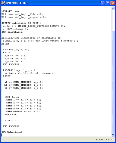 Tina VHDL editor